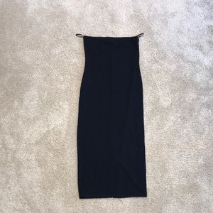 Strapless Midi Dress with Back Slit